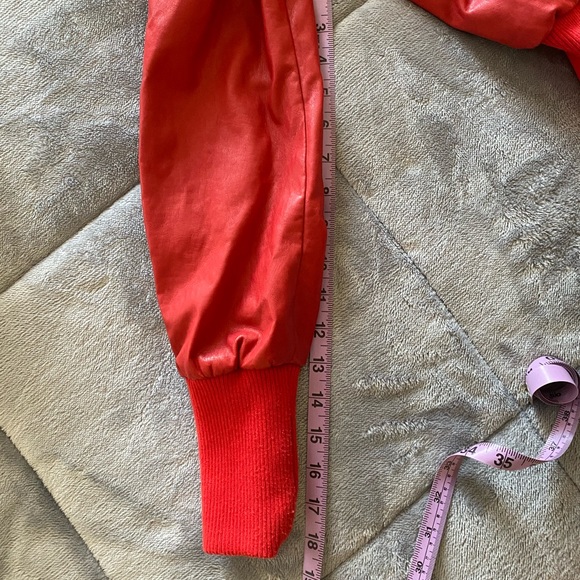 Red fake leather jacket (elbow patches) - Picture 8 of 8